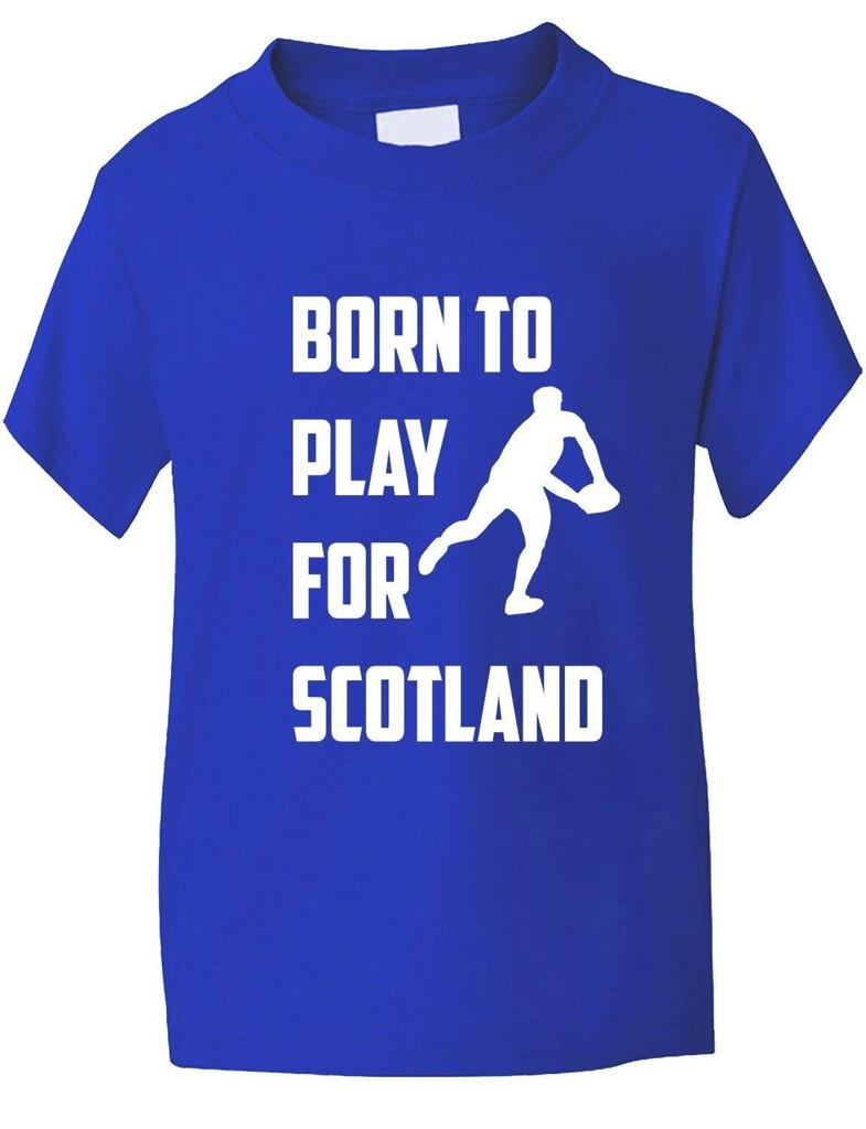 T-Shirt Born To Play for Scotland Rugby School Sport Boys Girls Age 1-13Will Be Opened In a New Window or Tab