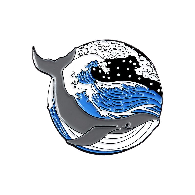 Xiaomi Cartoon Glitter Underwater Marine Creature Enamel Pin Cute Whale Dolphins Sharks Octopus Manta Ray Seahorse Badge Jewelry Brooch