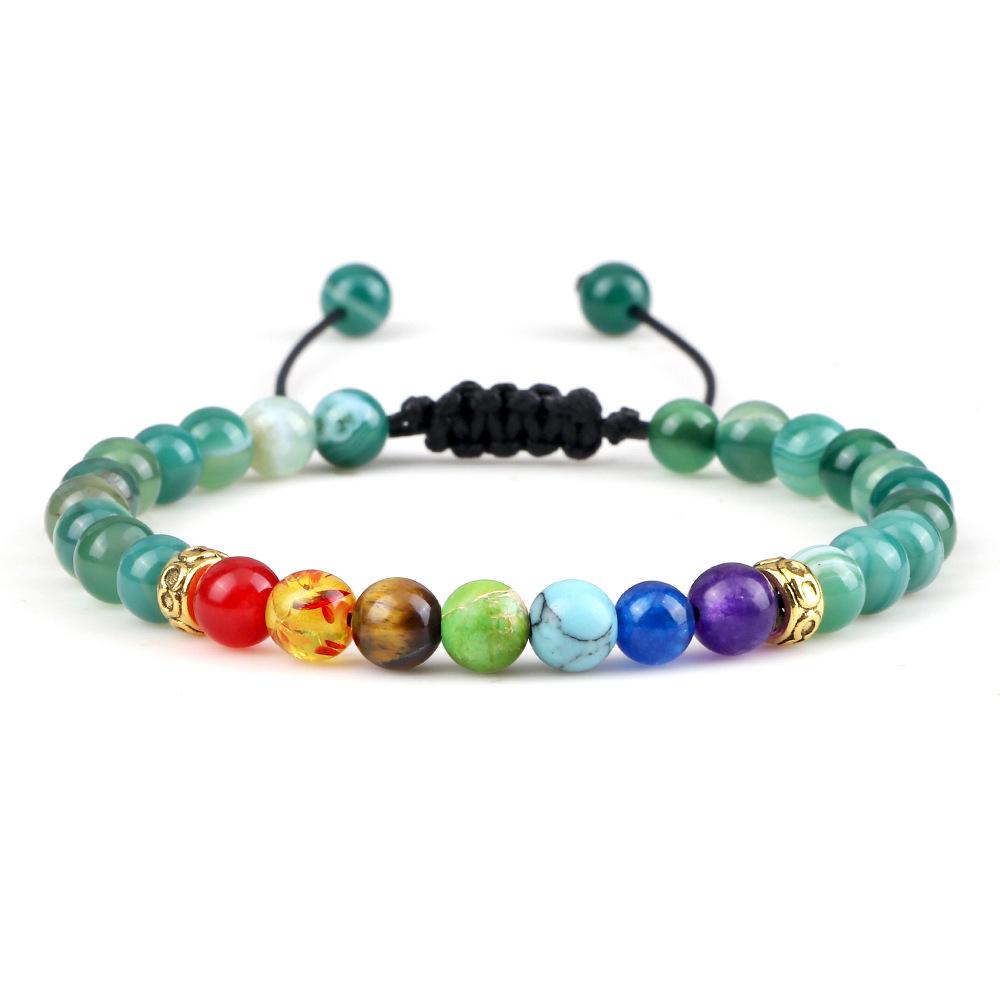 Multicolor Volcanic Lava Stone and Turquoise Tiger Eye Bead Yoga Bracelet