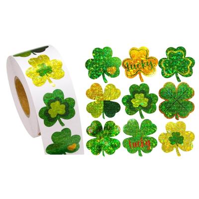 500Counts Patricks Day Sticker Sparkling Shamrock Sticker Wrapping Label for Scrapbooking Card Making Gift Packaging