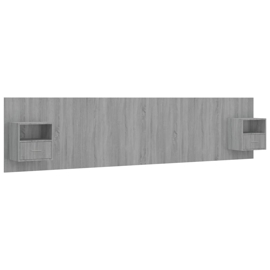 Headboard with Nightstands Grey Sonoma Particle Board