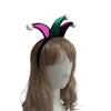 Adjustable Clown Style Headpiece Purple Glitter Fabric Pompom Trim Party Costume Hair Accessory