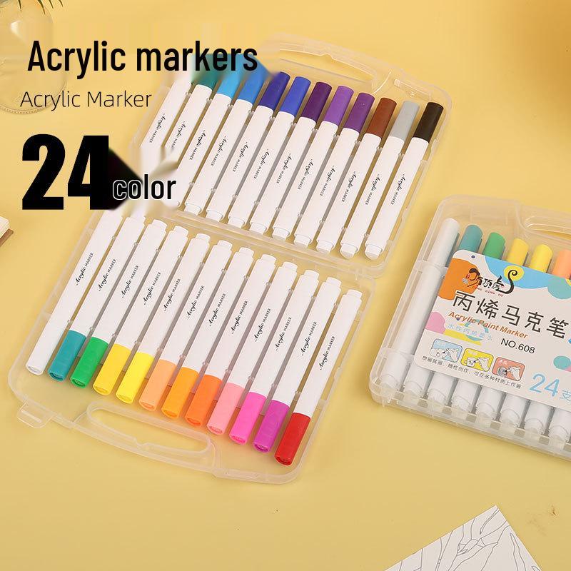 Acrylic Marker Pens with Glass Nib - 12/24/36/48 Colors, Water-Based for Creative DIY Graffiti Painting
