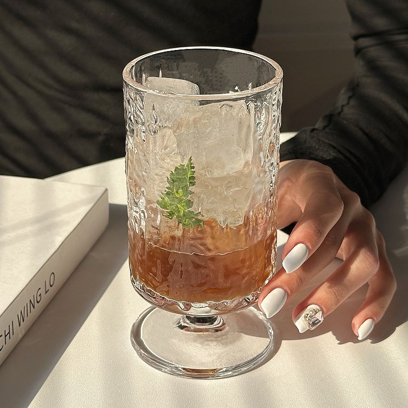 High-quality Juice Glass For Household High-value Tree Pattern Straight Tube Creative Transparent Fruit Tea Sparkling Water Cup Cocktail Glass