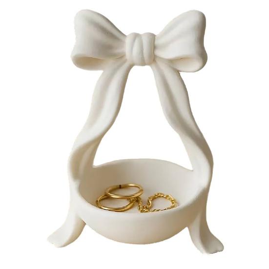 

Поднос для украшений с бантом Декоративный бант Узел Блюдо для ключей Поднос из смолы для украшений Подставка для колец и серег Блюдо для мелочей Подарок для мамы, подруги, жены, сестры 1pc белый