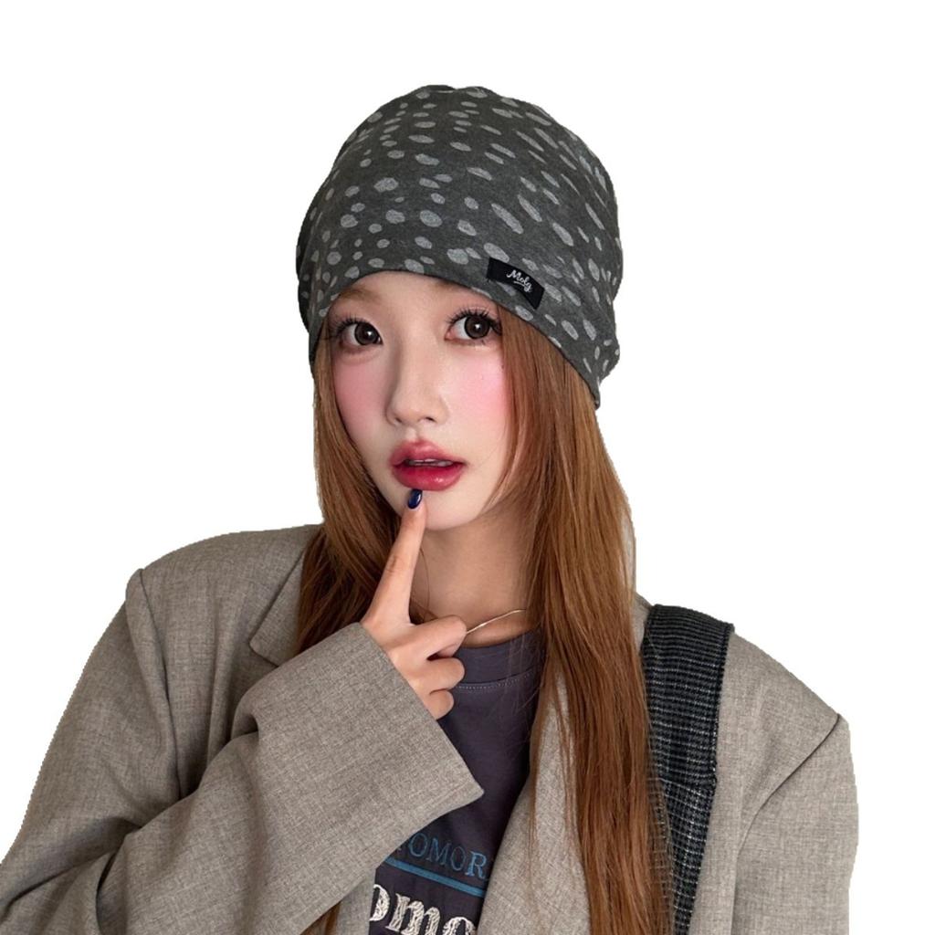 Korean polka dot stack hat headband dual-purpose girls air-conditioned room sleeping hat autumn trendy bag head hat headscarf