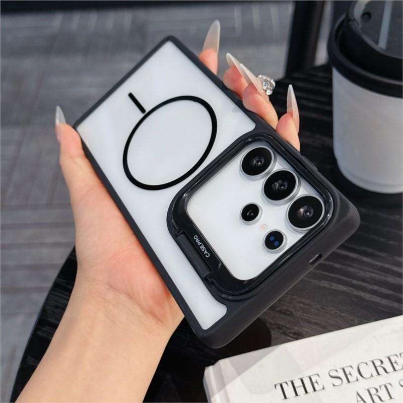 Camera Stand Clear Hard Armor Case for Samsung Galaxy S25 S24 S23 Ultra Plus For Magsafe Wireless Charging Acrylic Cover Funda
