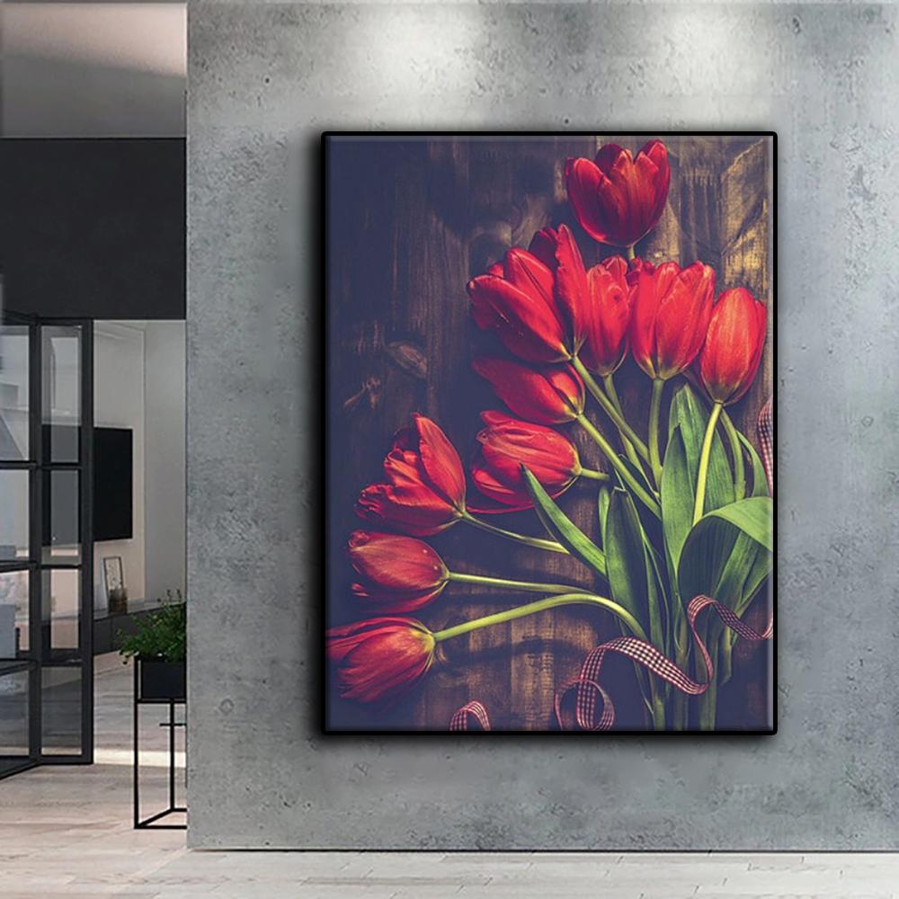 Kreuzstich-Set zum Selbermachen, Diamant-Stickerei, Blumen, Tulpen, Diamant-Gemälde, Heimdekoration