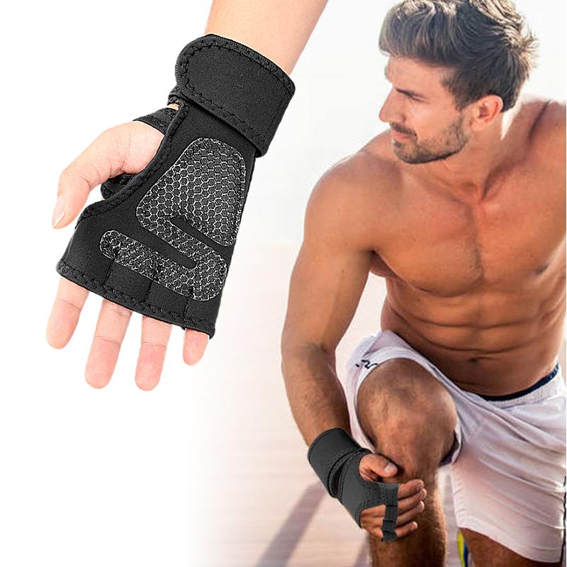 Sports Weightlifting Half-Finger Backless Palm Protector Silicone Non-Slip Wear-Resistant Compression Protective Training Gloves
