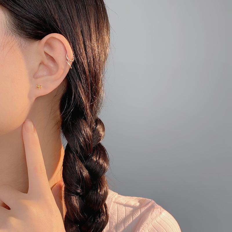 Cute Round Bead Bow Earrings for Women  Niche Design New Ear-piercing Student Earrings