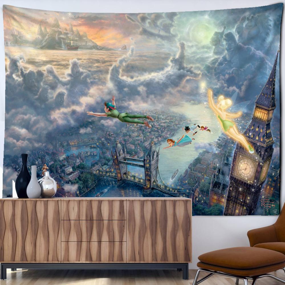 Christmas City Oil Painting Tapestry Wall Hanging Bohemian Hippie Tapez Christmas Festival Art Bedroom Living Room Home Decor