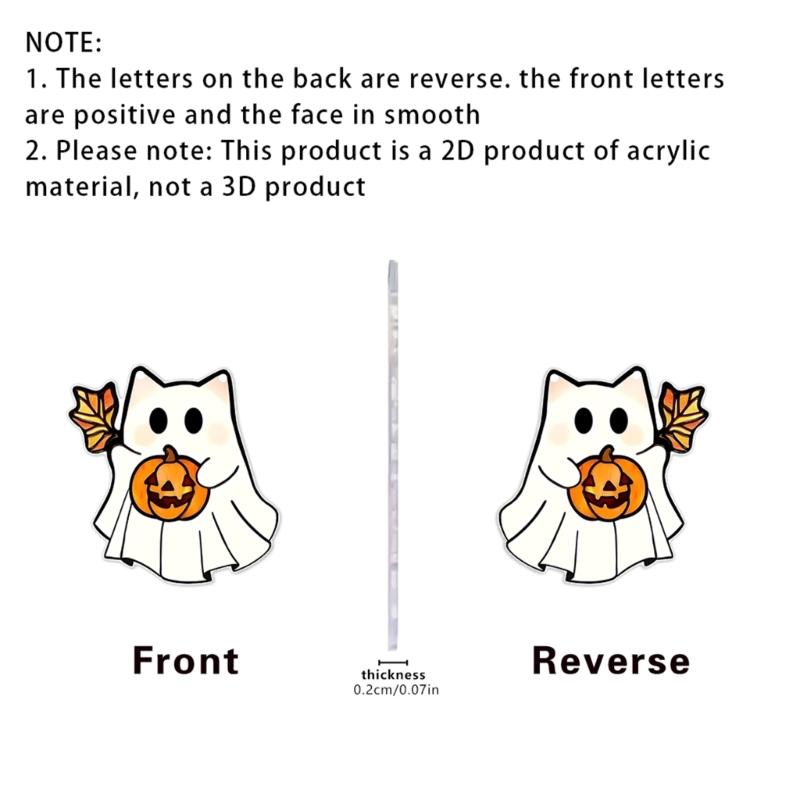 Halloween Cute Ghostly Acrylic Ornament 2D Flat Plaque Hanging Sign Decors For Home Office Classroom Party Wall Decoration