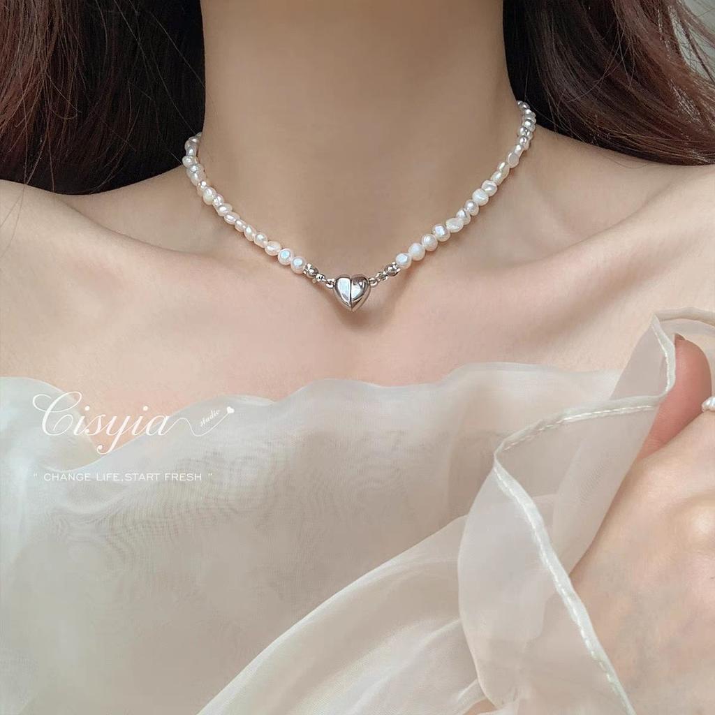Pearl Love Necklace Women's 25 New Temperament Sweet Cool Style Spice Girl Fashion Versatile Clavicle Chain