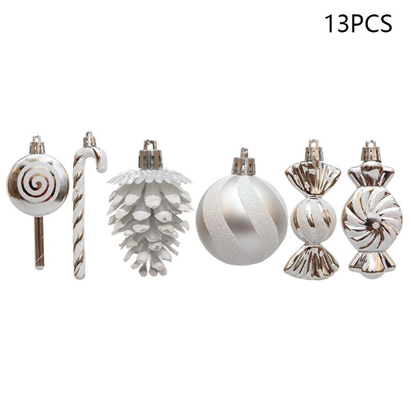 13Pcs/Set Pine Cone Candy Round Ball Christmas Tree Decor Festival Xmas Hanging Ornament
