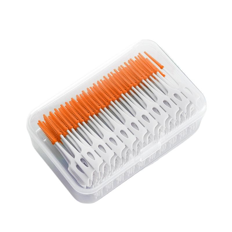 200 Pcs/Box Silicone Interdental Brushes Super Soft Dental Floss Toothpick Brush Between Teeth With Thread Oral Cleaning Tools