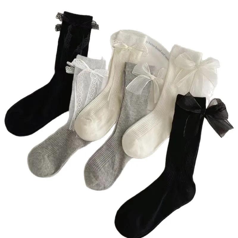 Dámské ponožky Krajka Mašlička Roztomilé Kawaii Sladké Jednoduché Módní Univerzální Středně vysoké ponožky Baletní styl JK Lolita Punčochy Dívka