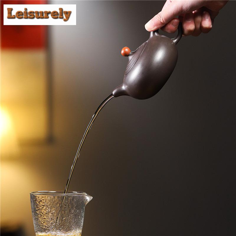 250ml Traditional Yixing Purple Clay Teapots Handmade A Stroke Of Luck Pot Raw Ore Stone Yellow Mud Kettle Zisha Teaset Tea Gift