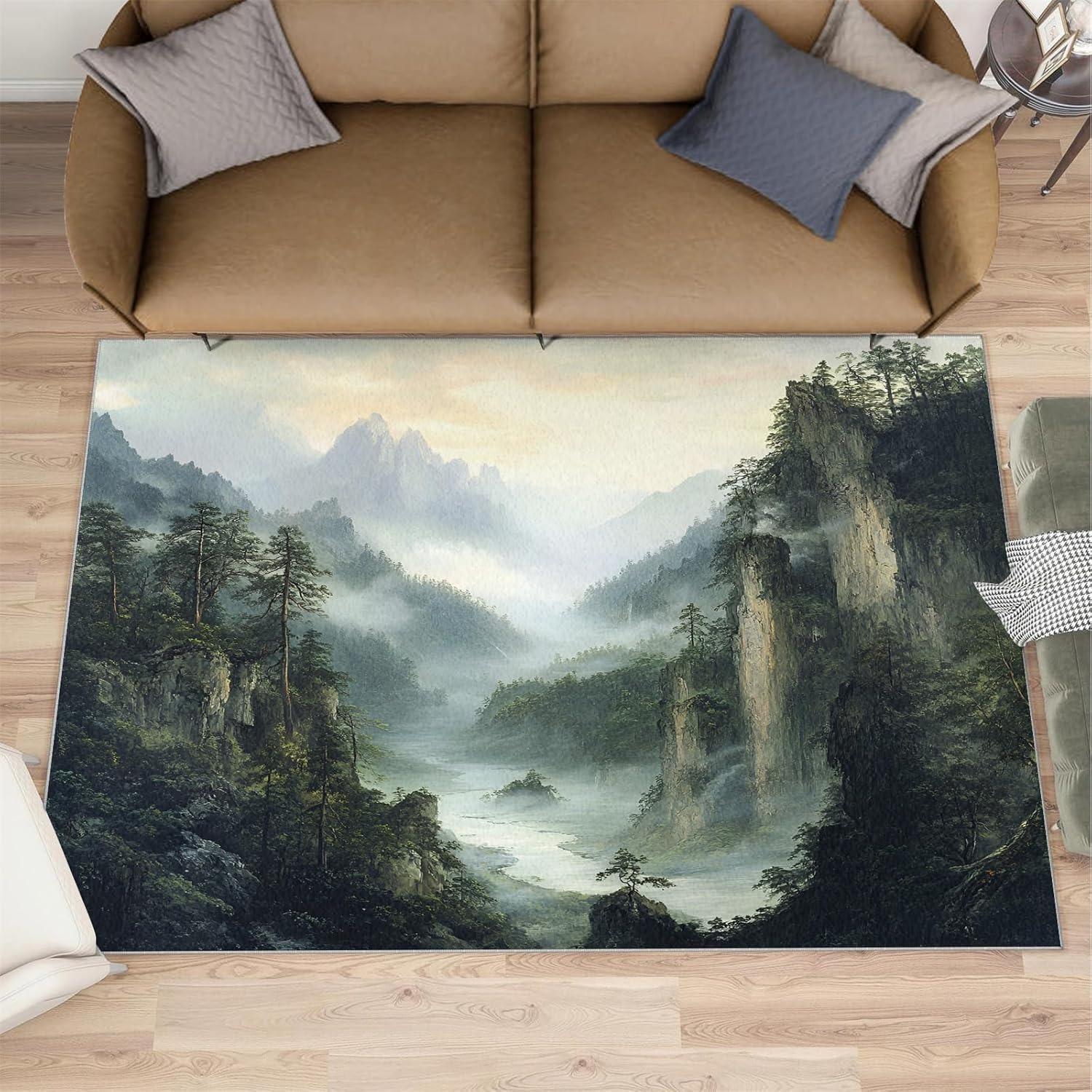 

Natural Forest Path Carpet Dreamy Fairytale Style Home Decor Rug Absorbent Non-slip Living Room Bedroom Kitchen Decor Floormat 120x160cm