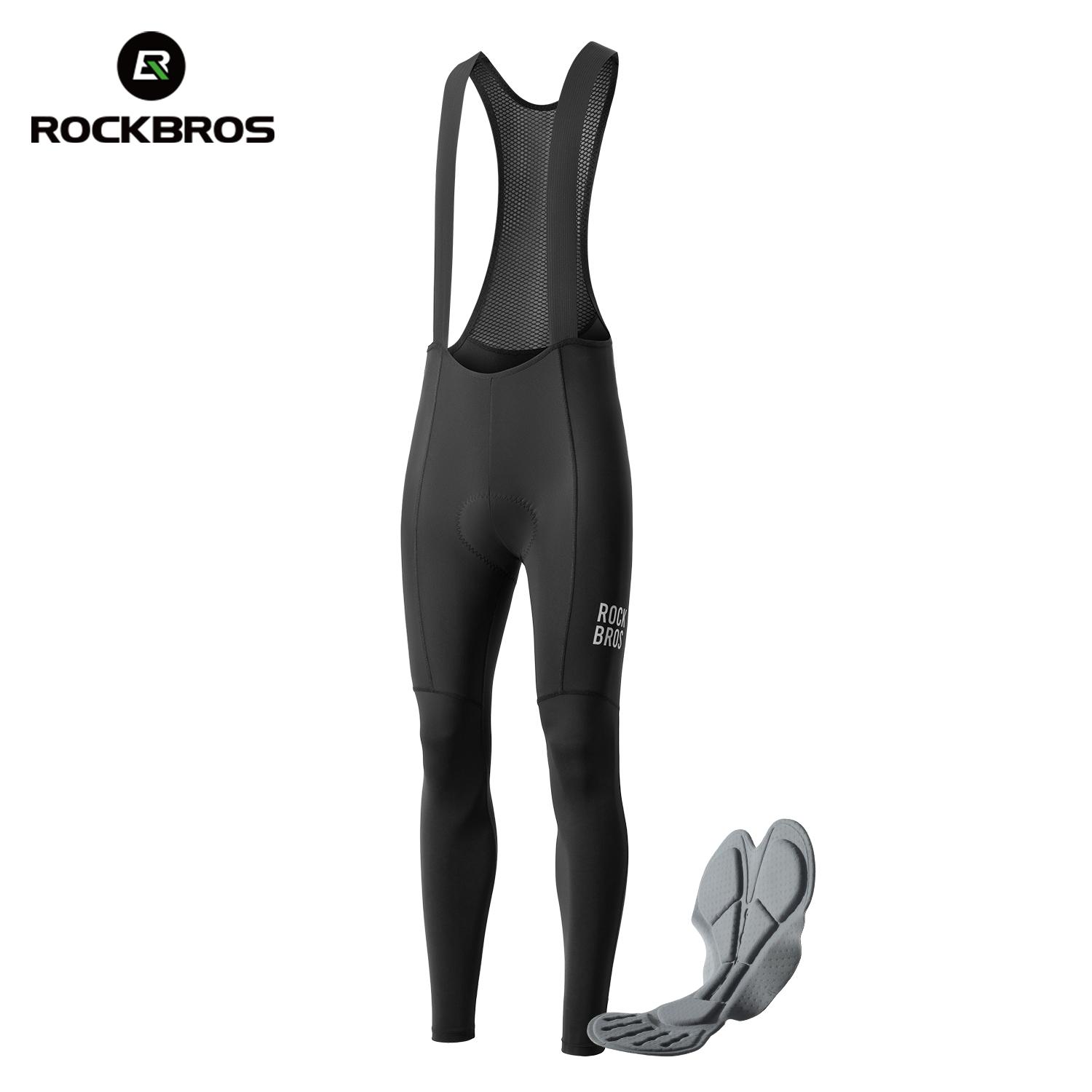ROCKBROS Cycling Bib Pants Breathable Long Pants Road Bike Pants Bib Tights 3D Cushion Padded Shock Absorption Bicycle Pants S