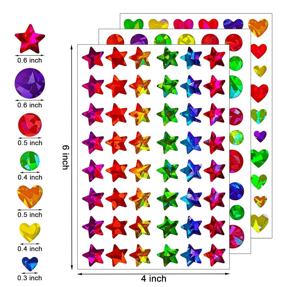 171-1710Pcs Sparkly Holographic Star Heart Round Dot Stickers Glitter Foil Student Reward Behavior Chart Scrapbook Diy Decor De