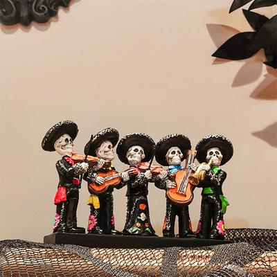 Halloween Skeleton Statue Ornament Resin Gothic Skull Standing Figurine for Tabletop Home Ornaments