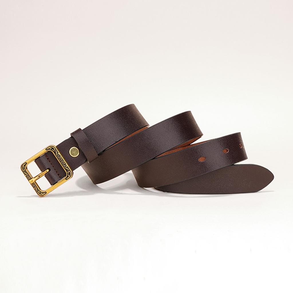 Light Luxury Niche Design Sense, Genuine Leather Women'S Belt, Two-Layer Cowhide Retro Pin Buckle, Fashionable And Versatile