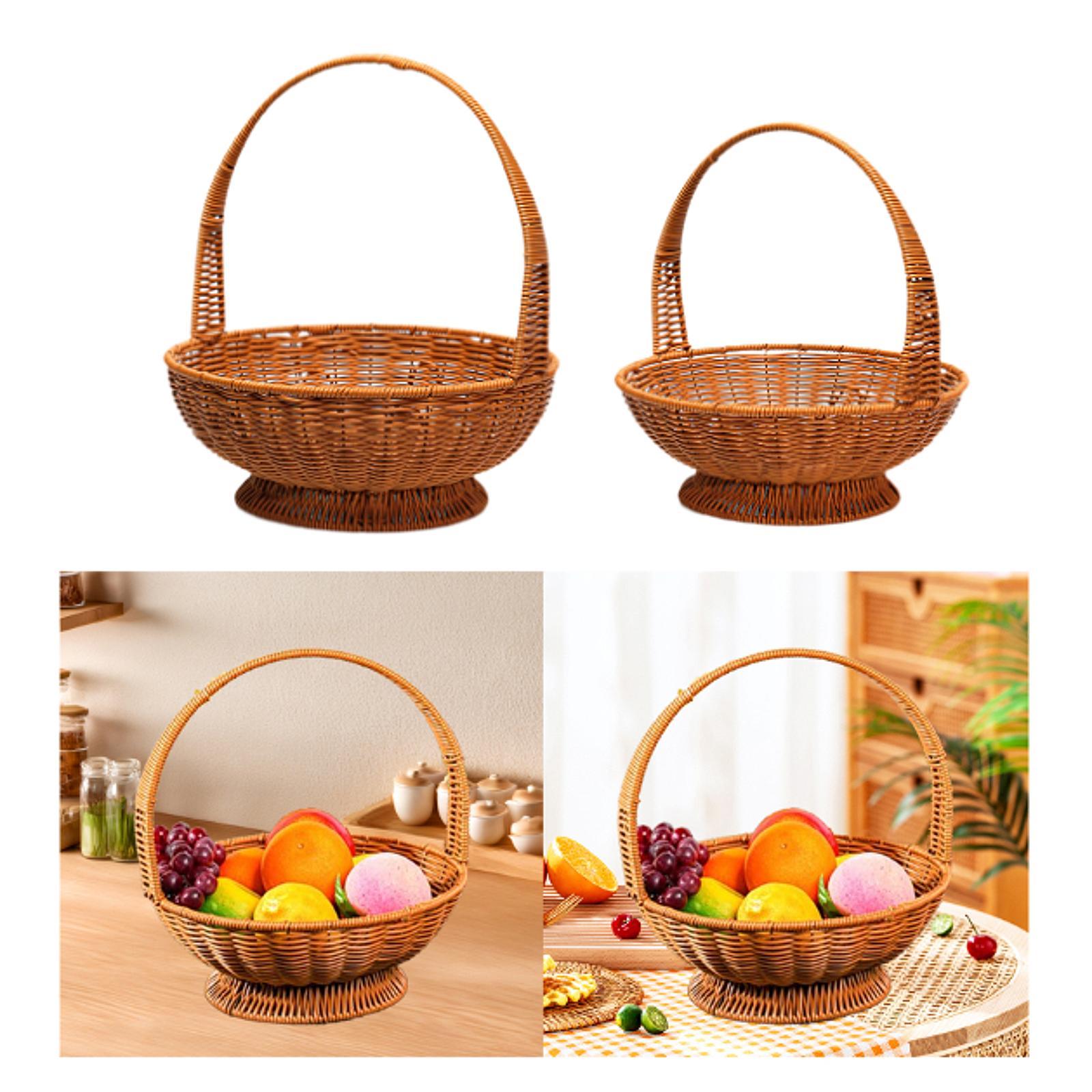 

Handwoven Basket Picnic Basket Practical Large Capacity Multipurpose Round S