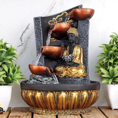 Polyresin Table Top Indoor Outdoor Water Fountain with LED Lights for Home Decor Decoration Showpiece Gift Gifting Item