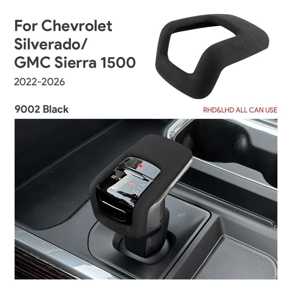 Super Suede Car Gear Shift Knob Cover For Chevrolet Silverado/ GMC Sierra 1500 2022 2023 2024 2025 2026 Trim Accessories