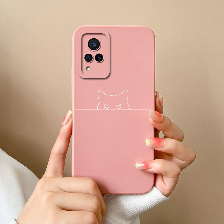 Phone Case For VIVO V21 4G 5G Cute Sweet Girls Cartoons High-quality Liquid Silicone Coque For VIVO V21 4G 5G New Design Funda