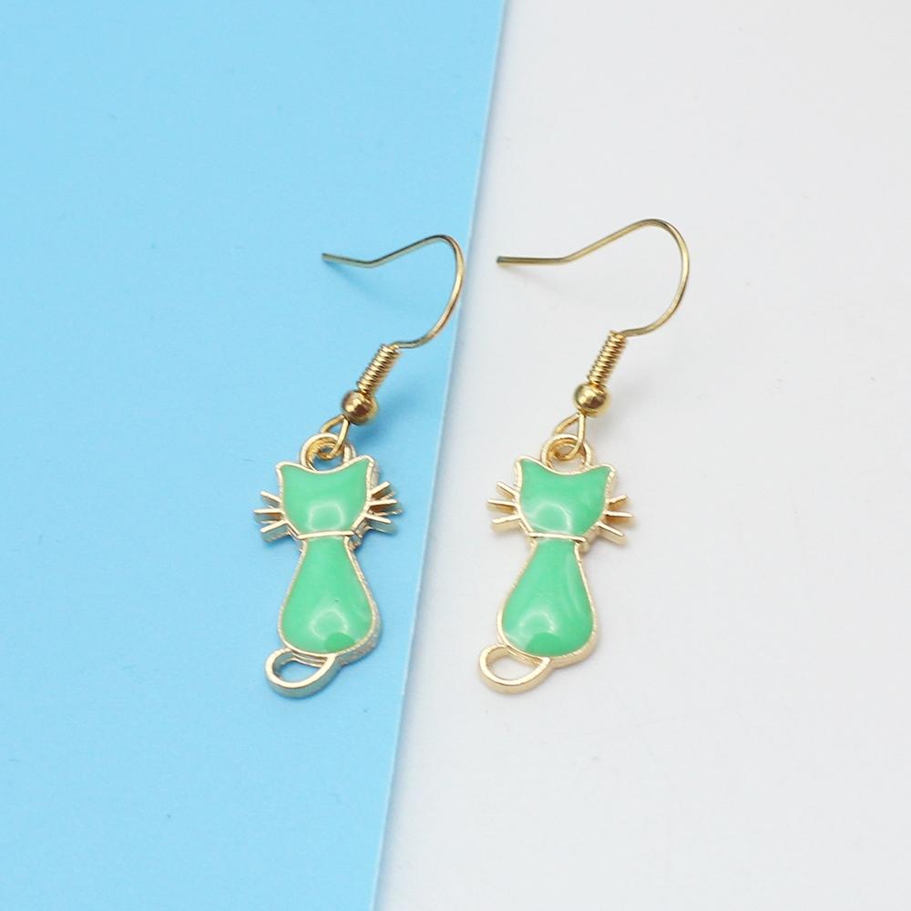 

Creative Black Cats Back Shadow Pendant Earring for Women Punk Temperament Cute Funny Zircon Wholesale Christmas Friend Gift