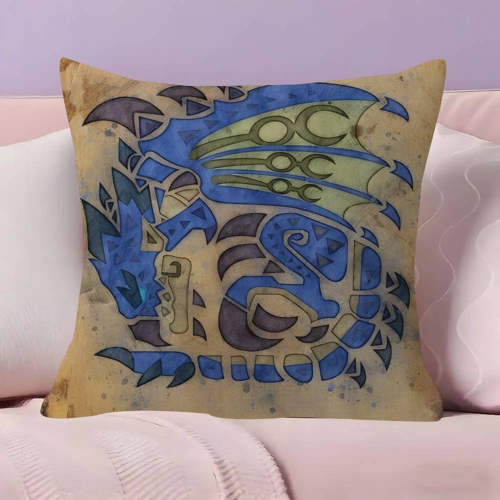 Game M-monster Hunter Wilds Cushion   Office Cushion Pillowcase Car Cushion Cover45X45CM Lumbar Pillowcase Sofa Pillowcover