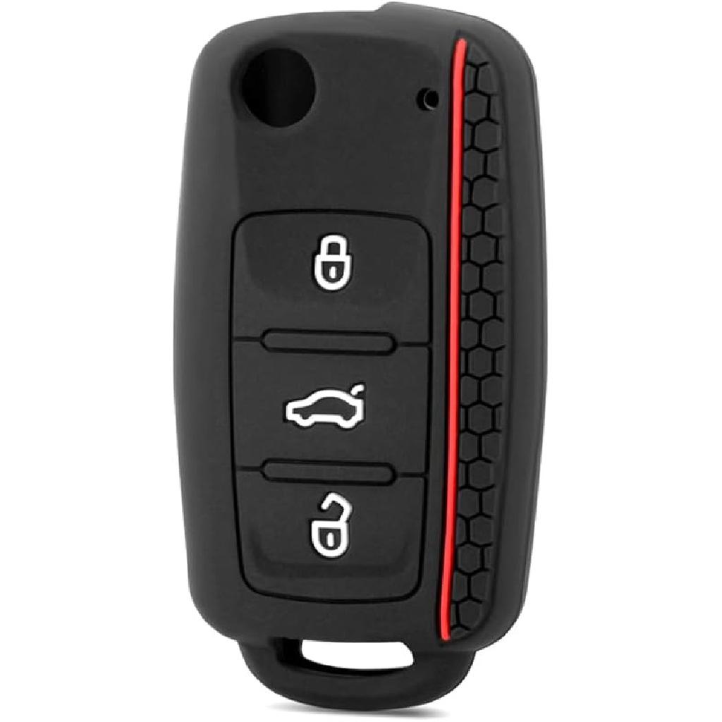 Key Fob Cover Silicone Key Case Protective Sleeve Remote Accessories Compatible with VW Volkswagen MK8 Golf 8 GTI Skoda Octavia 3 Button Car Key