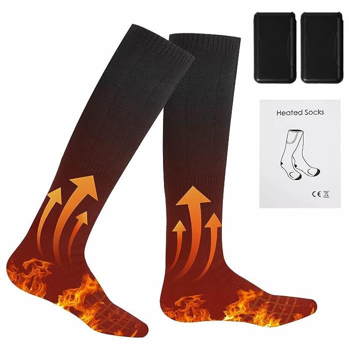 New Design Anti-Slip Breathable Thermal Battery Heated Men s Sports Socks Winter Warm Charging Heated Women s Socks Crew Cuff One size