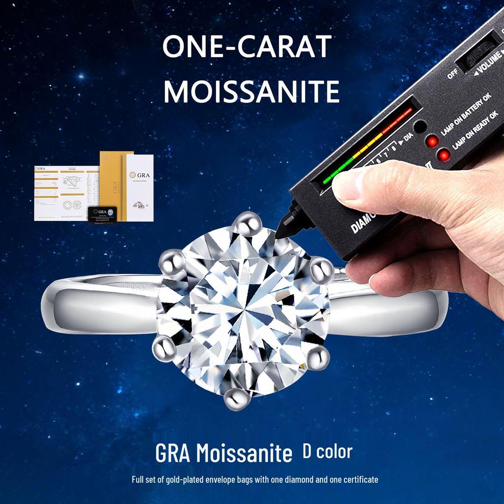 Collana a forma di orecchie di coniglio in Moissanite: Elegante Collana di Lusso con Pendente Rotondo da 1 Carato per Donna