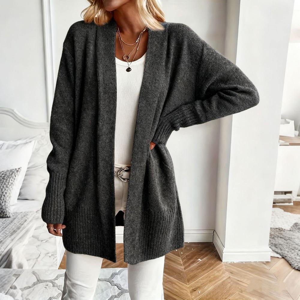 Pull décontracté ample à col en V pour femme Automne Hiver Tenue d'intérieur Pull en maille