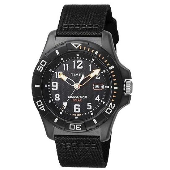 TIMEX Expedition Free-dive Ocean Black Dial Plastic Mineral Glass Solar 5 ATM Water Resistant 44MM Watch TW2V40500 Mens