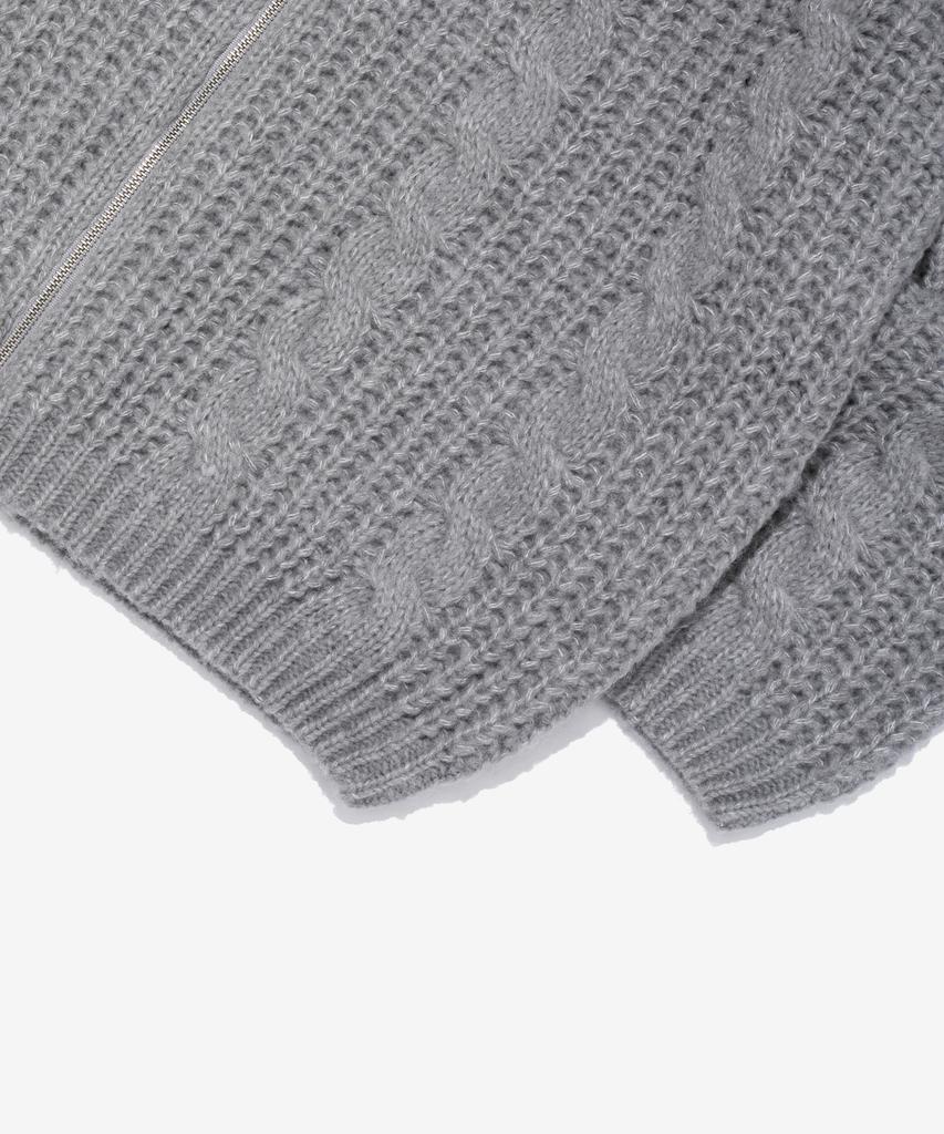 OTHERFITS Cable High-Neck Knit Zip-Up (Gray)