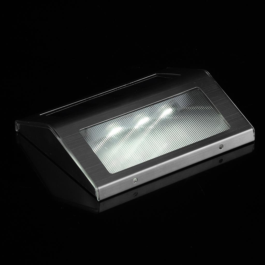 Edelstahl 3LED Solarbetriebene Wandleuchte Gehweg Wasserdicht Landschaftslicht(Weißes Licht)