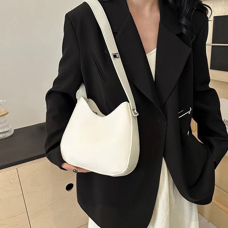 Winter Minimalist Trend With Lock Texture Large Capacity Women's Underarm Shoulder Bag PU Leather Hobo Crossbody Bag