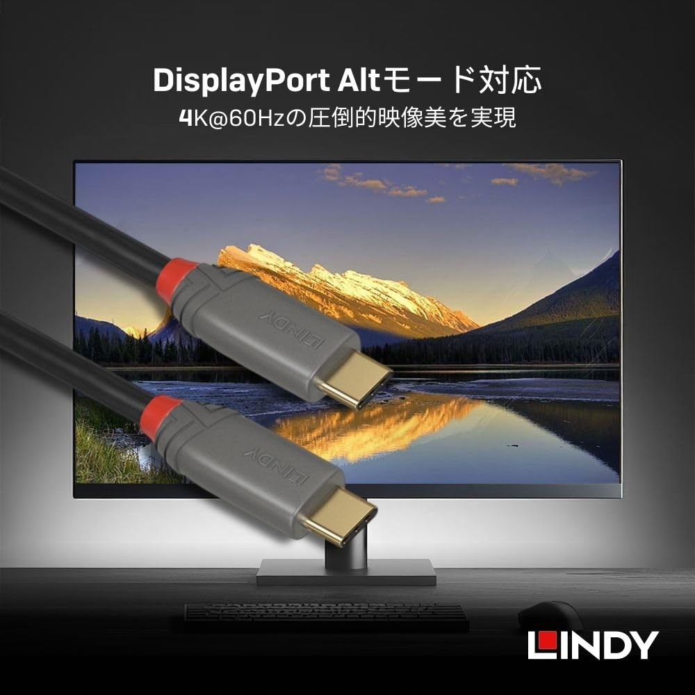 LINDY 1m ANTHRA LINE USB Gen 2x2-kabel med PD Smart Chip 3.2 Type-C (Modellnummer 36901)