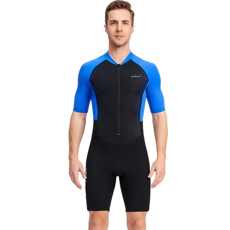 1.5MM Unisex Short Sleeve Wetsuit - One-Piece Diving, Snorkeling, Surfing, Jellyfish Protection, Sun Shield