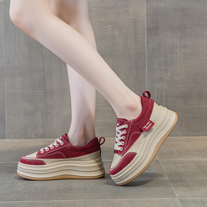 Leather muffin thick baseplate shoes autumn and winter leopard print small velvet sports and leisure shoes