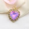 10 Pieces of 15 * 20mm Peach Heart Mocha Rhinestone Pendant, DIY Handmade Pet Necklace Accessories, Clothing, Wedding Decoration
