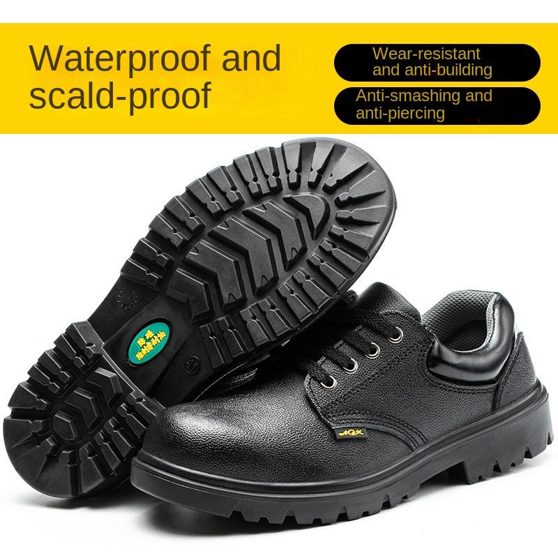 Steel Bag Head Low-top Labor Insurance Shoes Cowhide Surface Anti-smashing and Anti-piercing Safety Shoes Wear-resistant Shoes