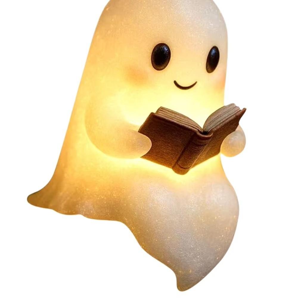 Ghost Statue Halloween Ghost Reading Book Lamp 3D Ghost Reading Night Lights