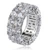 Hip-Hop Jewelry Double Row Zircon Ring Trendy Brand Personality Full Diamond 18K Gold Men's Ring