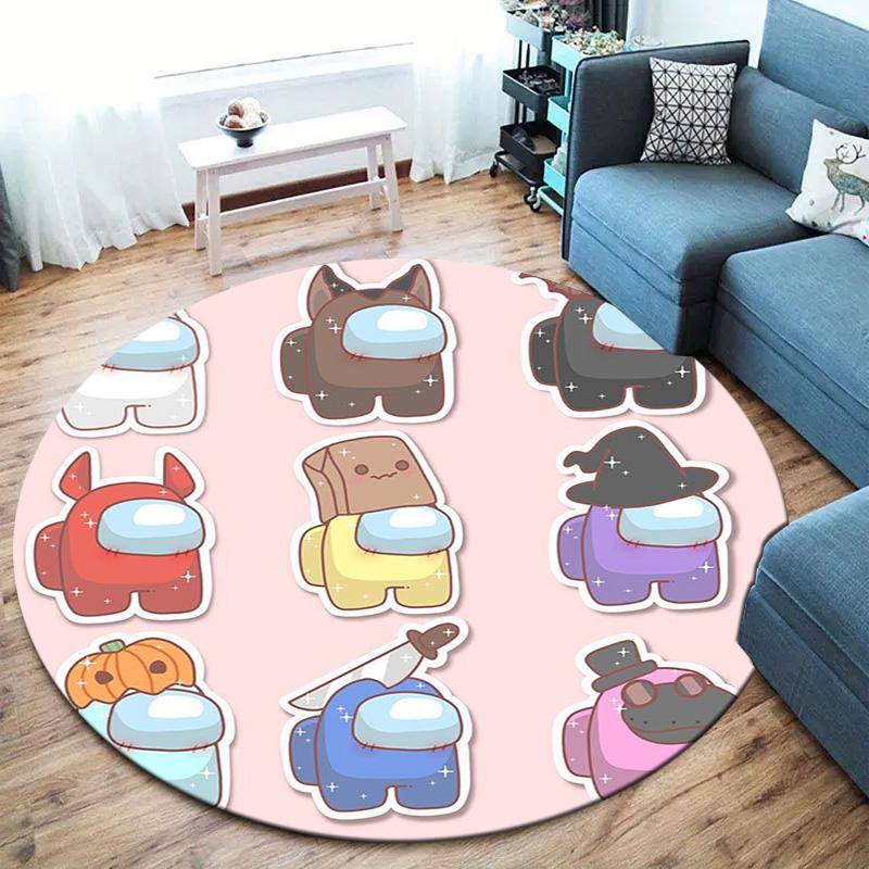 Among Us Round Area Rug,Carpet Rug for Living Room Bedroom Sofa Playroom Decor,Non-slip Floor Mat
