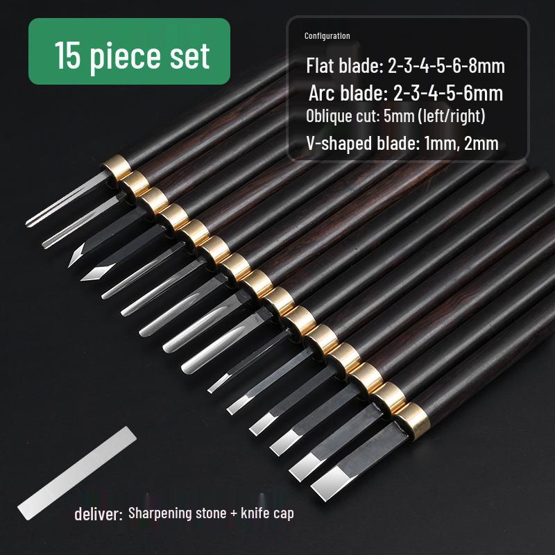 Nitriertes Weißstahl Holzschnitzmesser mit Griff aus lila Sandelholz