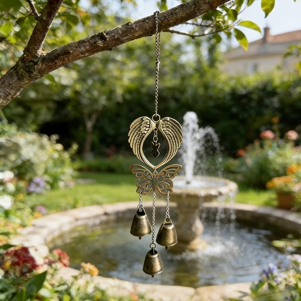Hollow Butterfly Wind Chime Pendant Angel Wings Vintage Wind Chime Outdoor Hanging